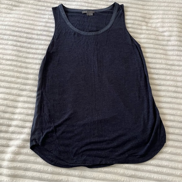 Vince Tops - Vince Blue Side Stripe Tank Top